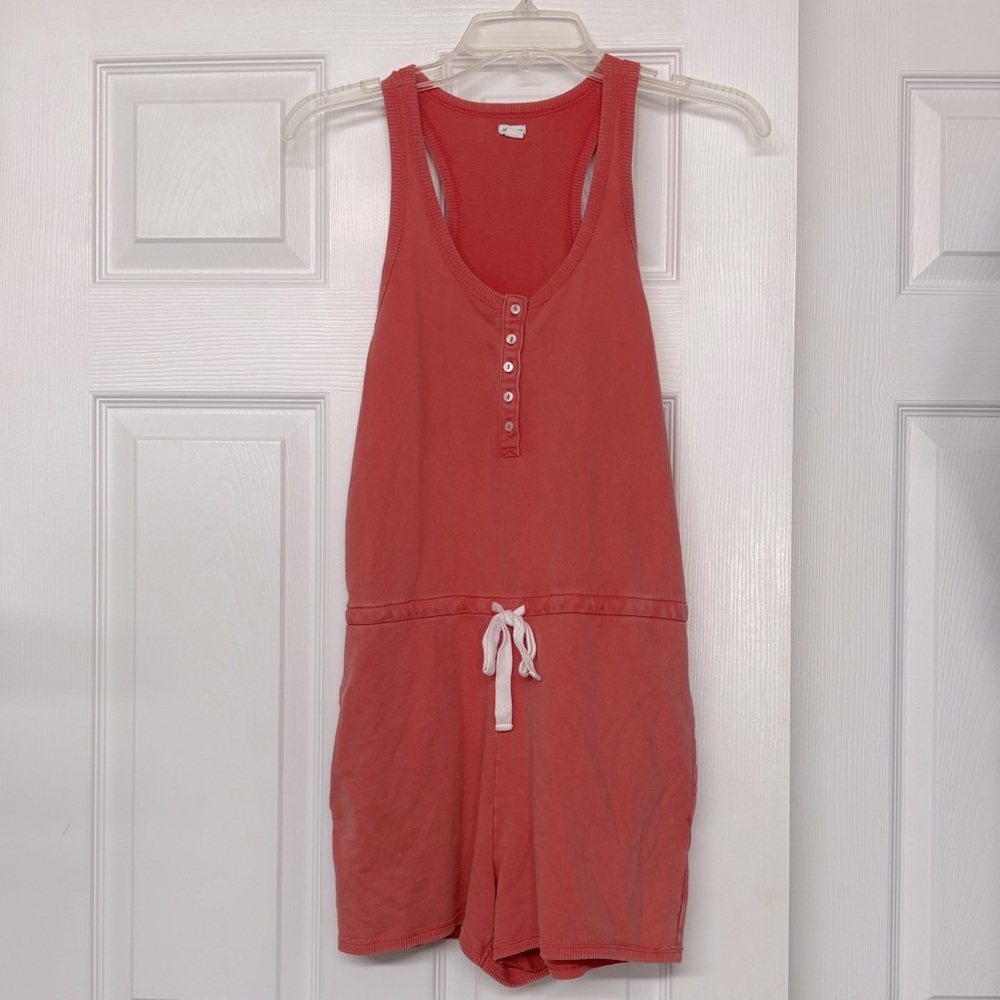 Aerie French Terry Orange Cotton Romper Shorts Sz XS